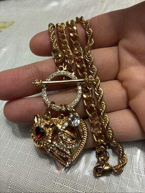 New JUICY COUTURE Gold Heart Charms Necklace Pendant